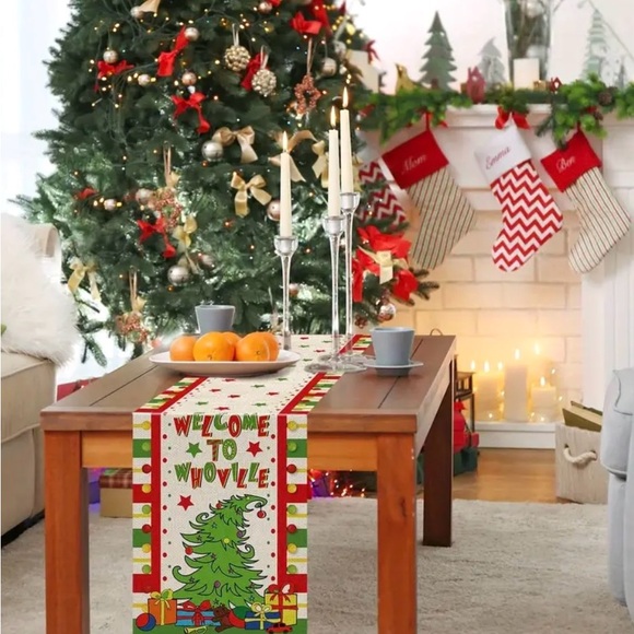 Christmas Table Runner: Welcome to Whoville Winter Holiday. Dr Seuss. 72 x 13in - Picture 3 of 4